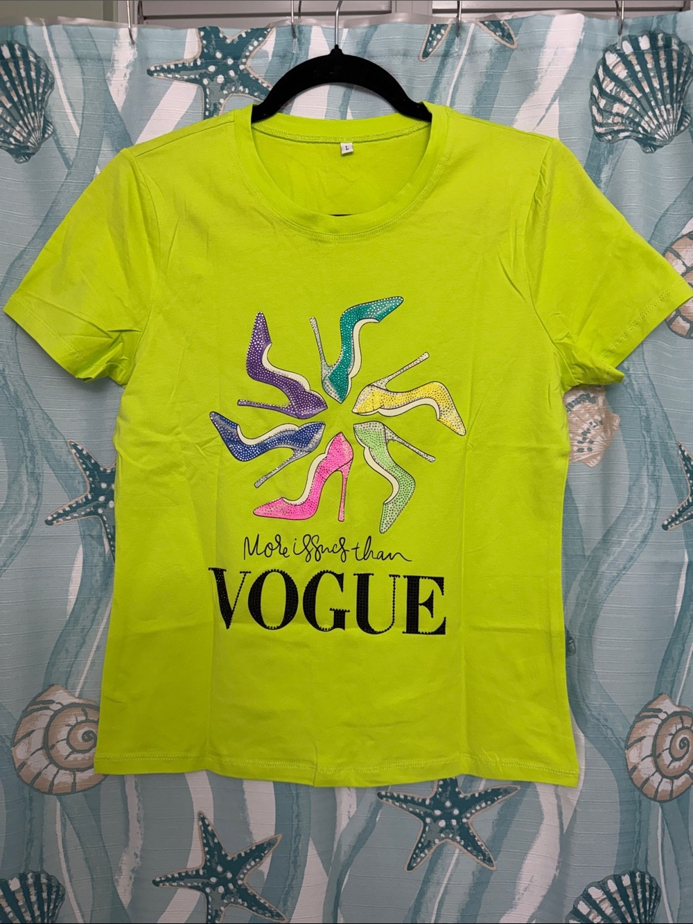 VOGUE Graphic Tee - Lime Green Women’s Short Sleeve Top